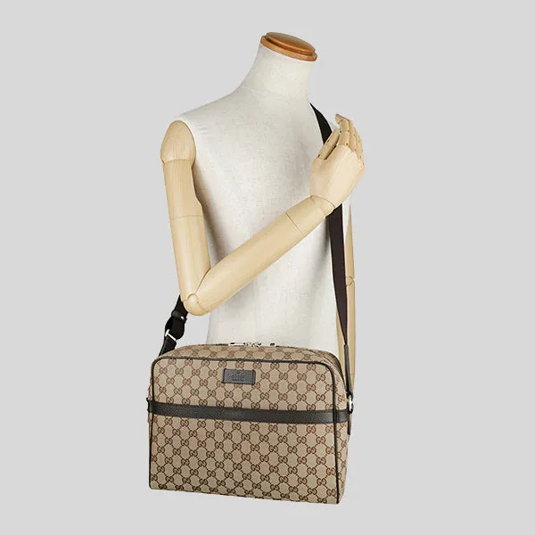 GUCCI Unisex Signature GG Canvas Crossbody Bag Beige 449173