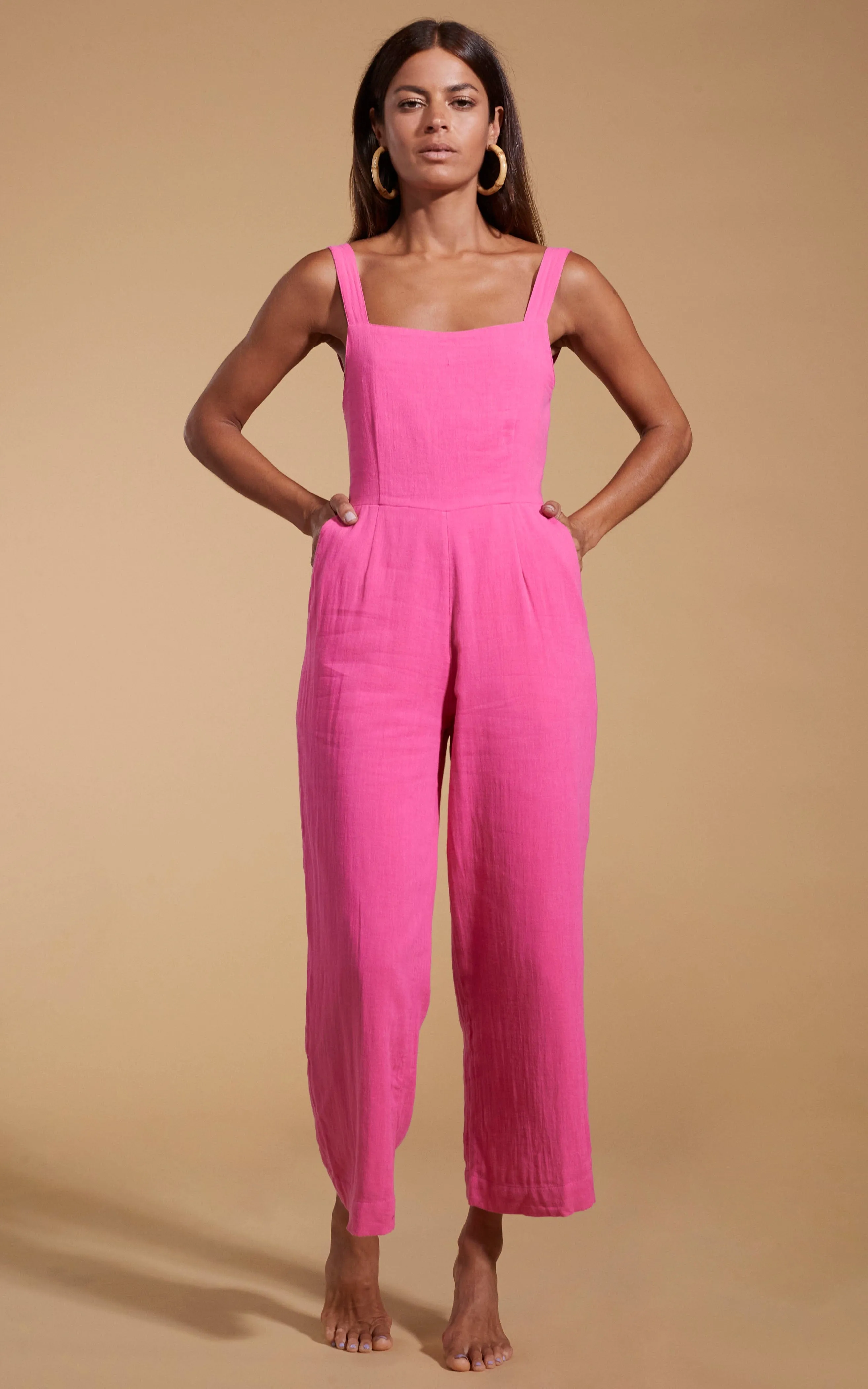 HALO Kimani Twist Back Jumpsuit in Magenta