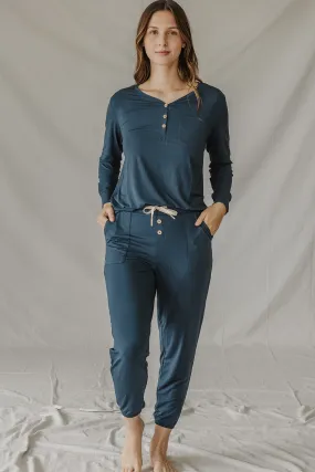 HENLEY PANTS SET LONG SLEEVE | Blueberry