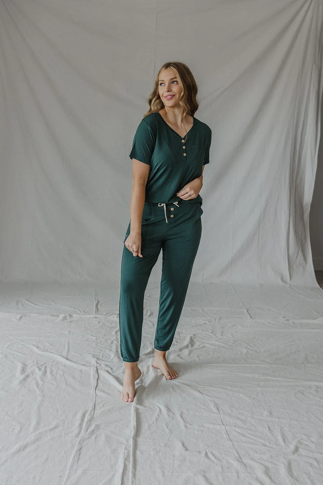 HENLEY PANTS SET SHORT SLEEVE | Darkest Spruce