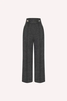 High-Waisted Wool Tweed Trousers