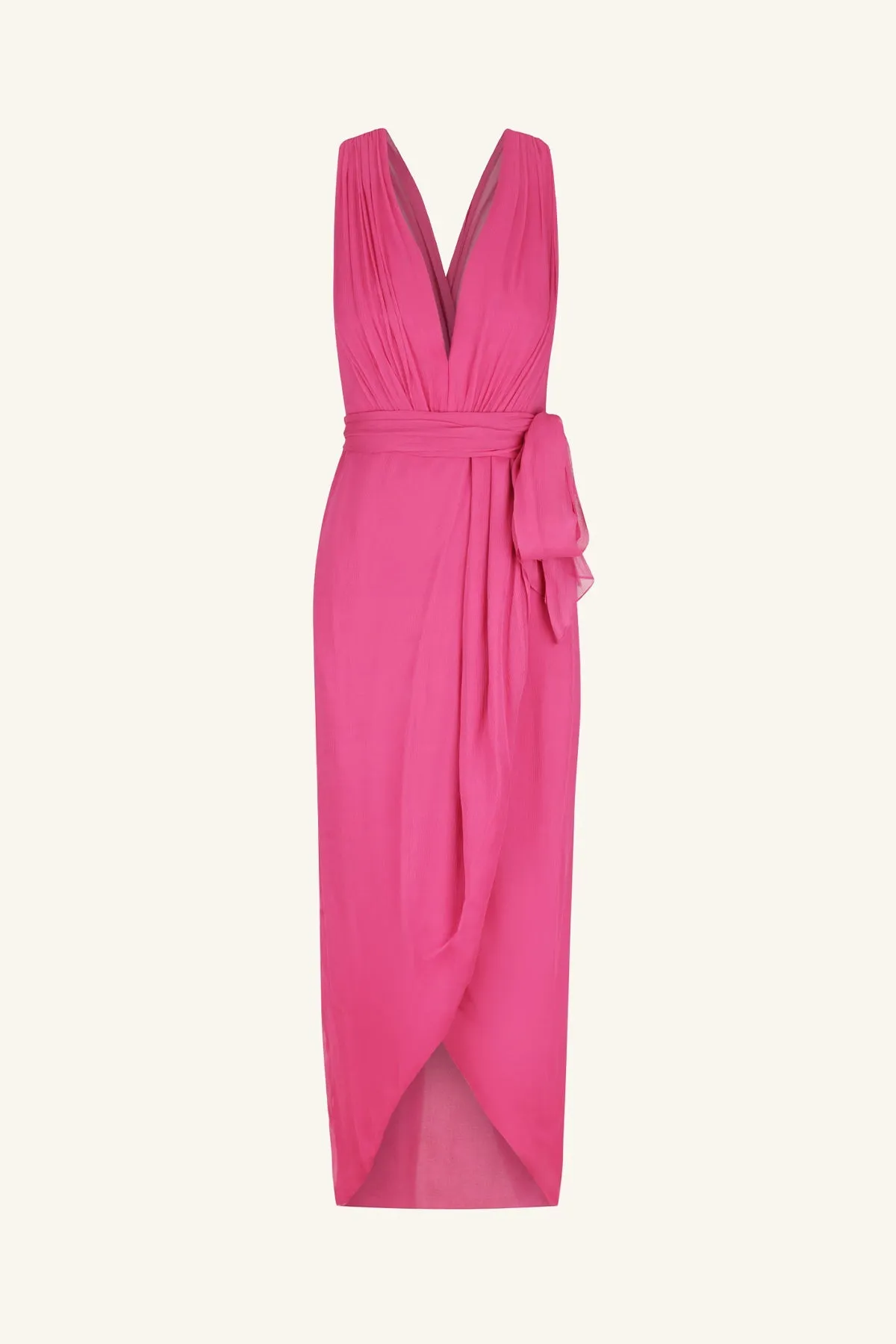 ISOLA PLUNGED CROSS BACK MIDI DRESS - IBIS ROSE