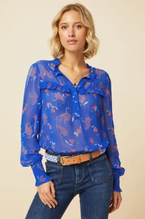 Kaitlyn Blouse | Cobalt/Orange