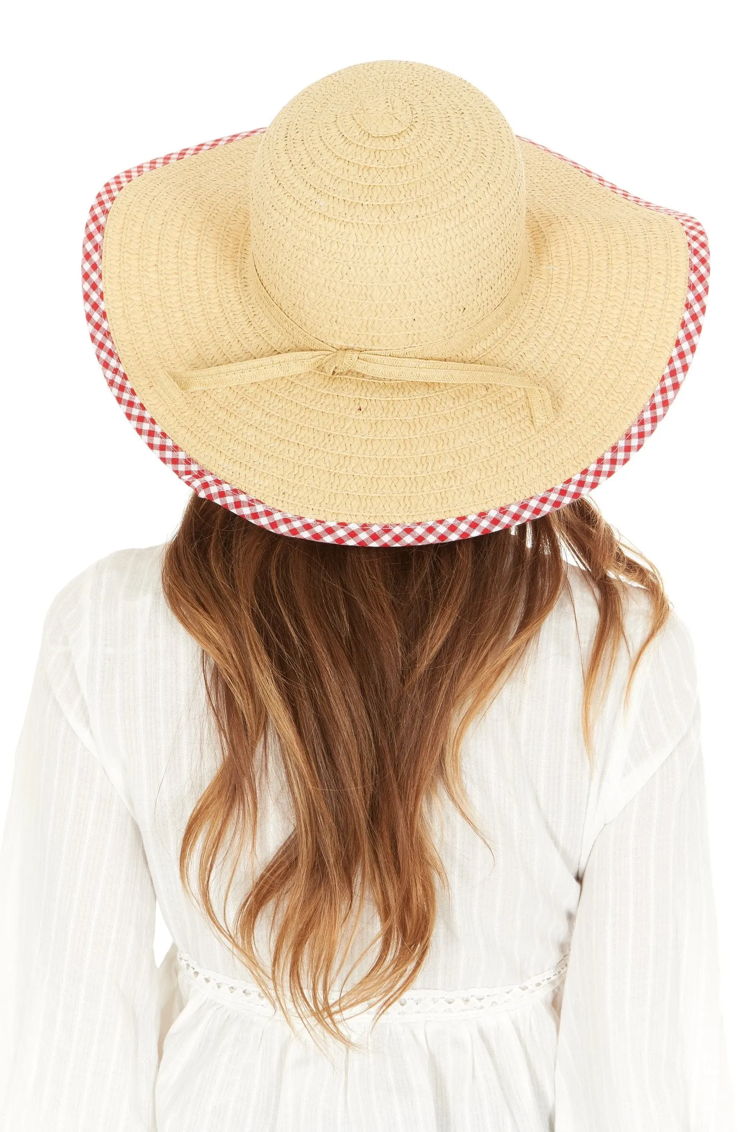 Laundry by Design Women Summer Beach Floppy Travel Gingham Brim Straw Hat