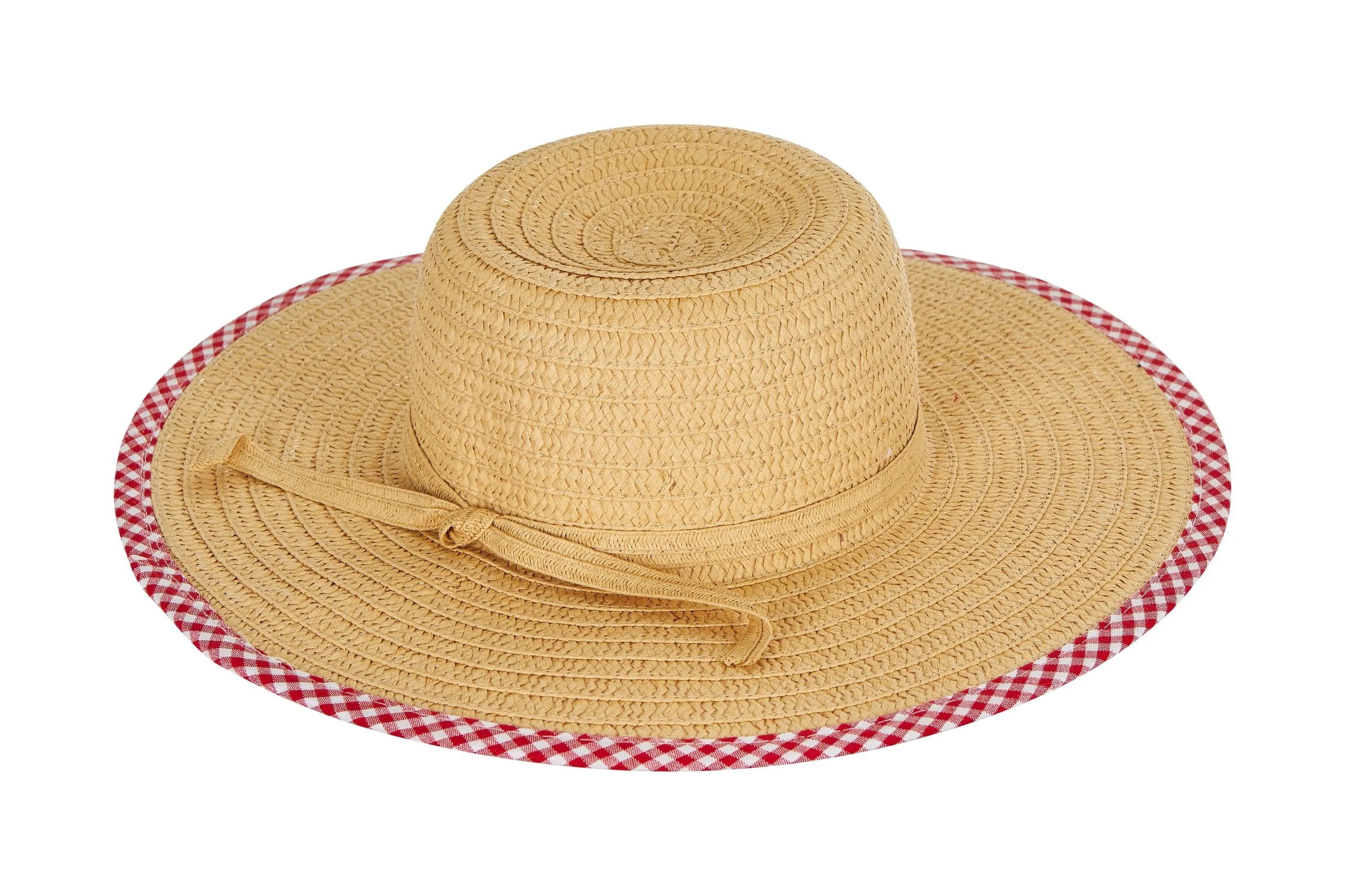 Laundry by Design Women Summer Beach Floppy Travel Gingham Brim Straw Hat