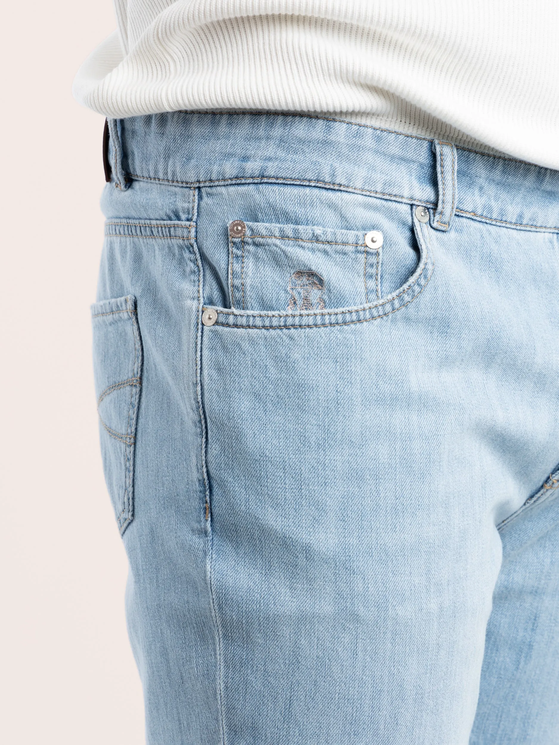 Light Wash Traditional Fit Five-Pocket Denim