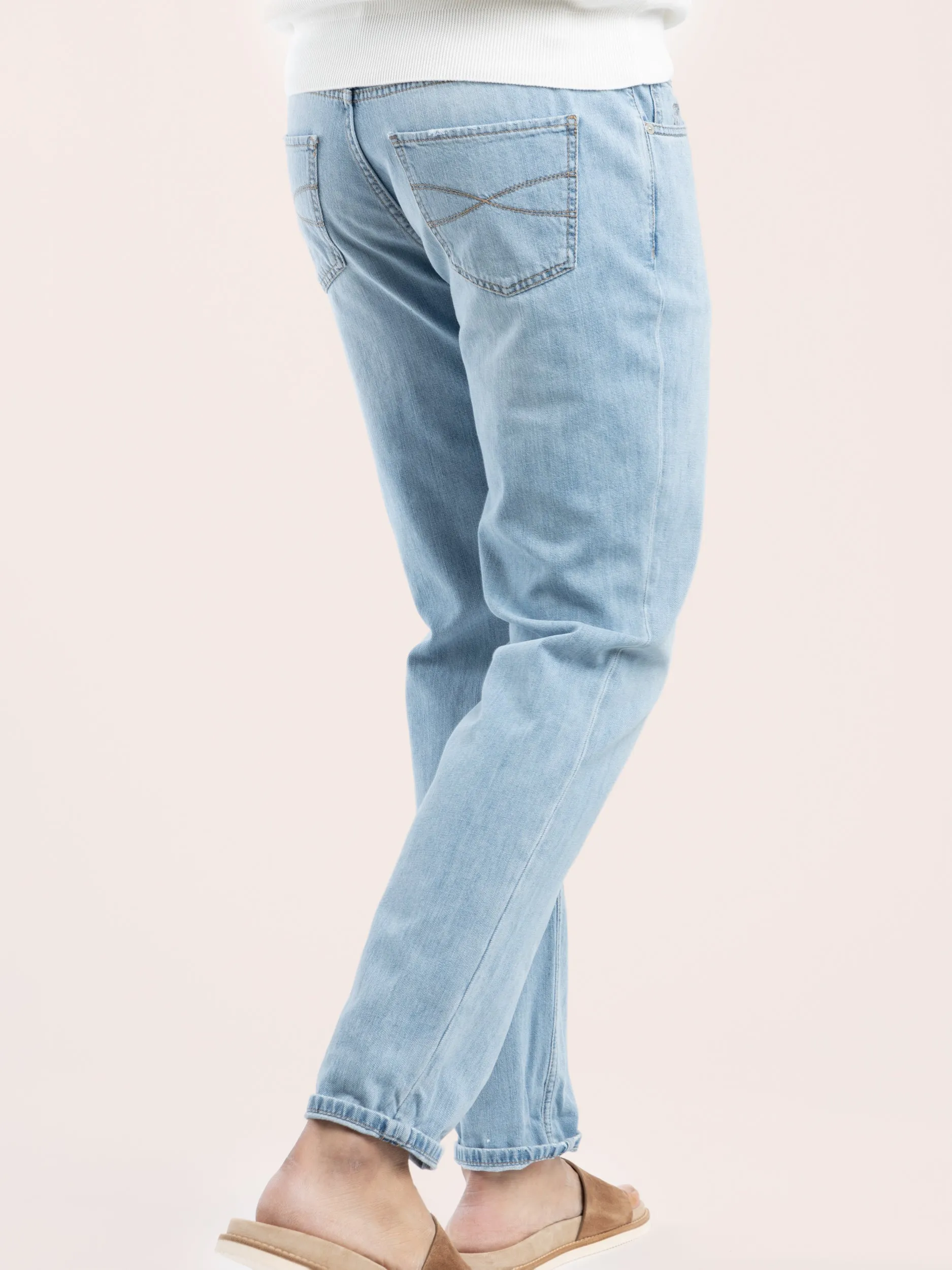 Light Wash Traditional Fit Five-Pocket Denim