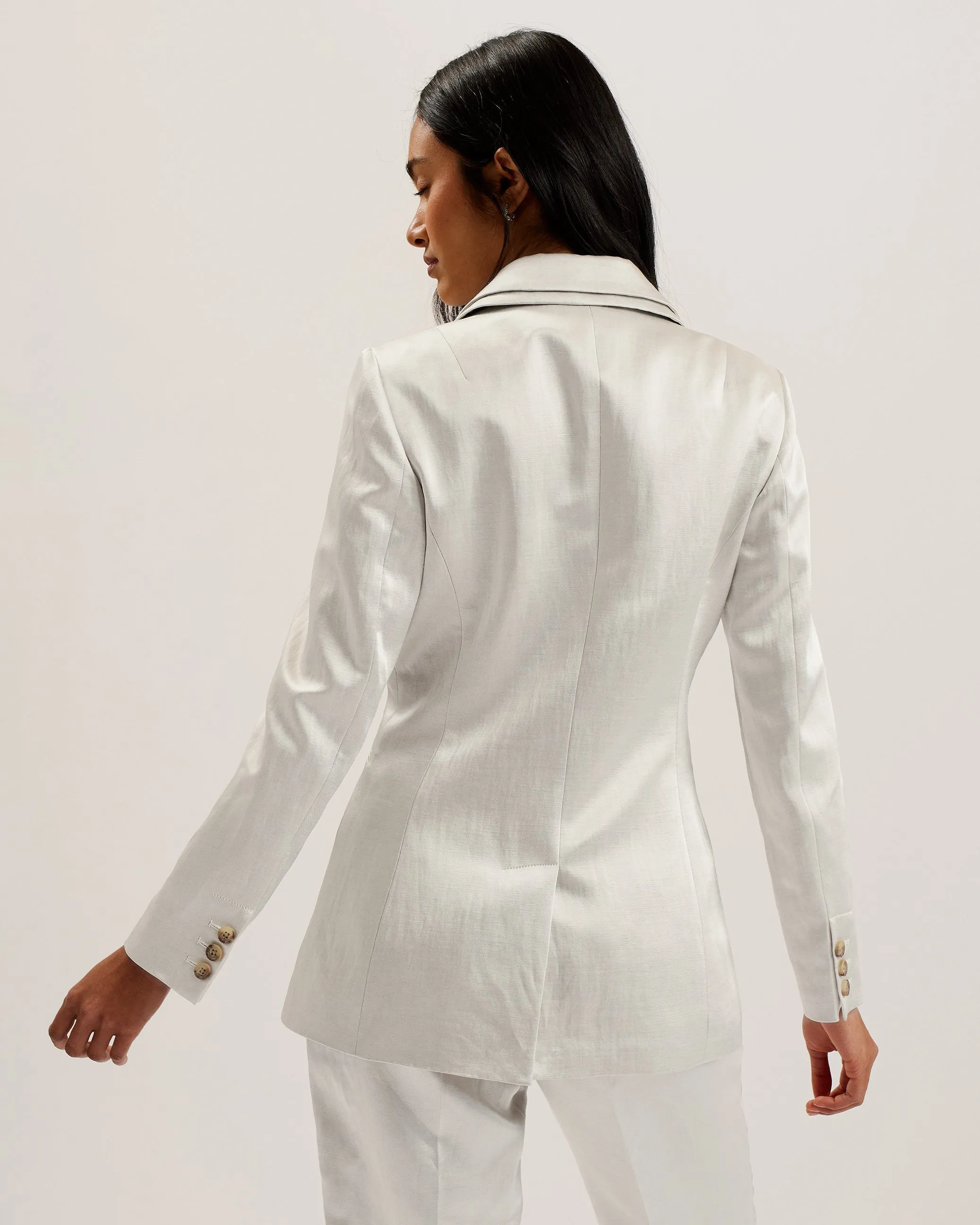 Masaru Single Breasted Tailored Blazer Ivory