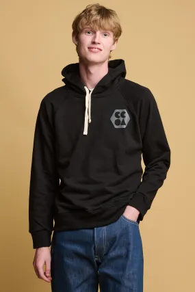 Men's Raglan Hooded Sweatshirt Plastic Free - Black