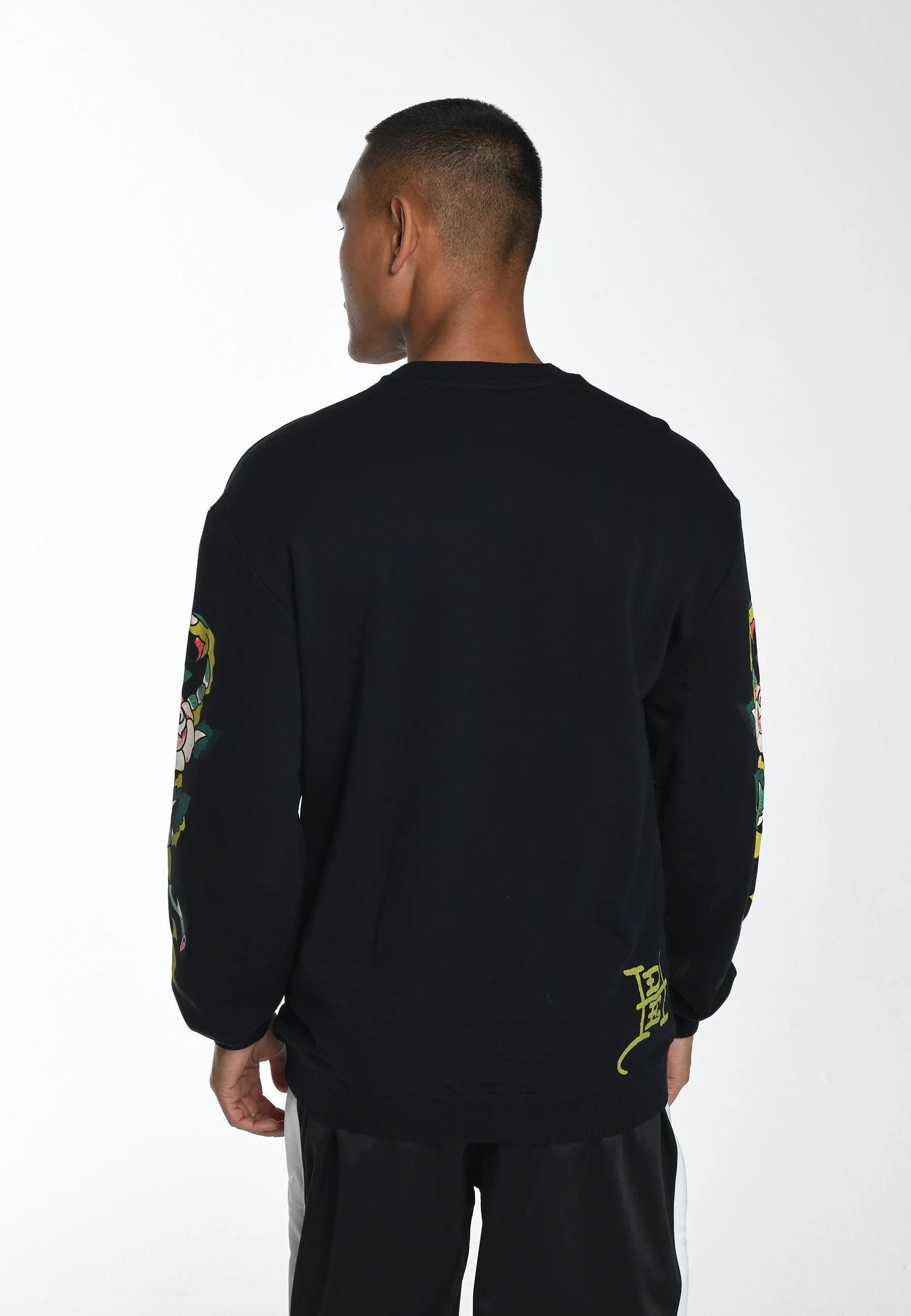 Mens Skull-Dagz Graphic Crew Neck Sweatshirt - Black