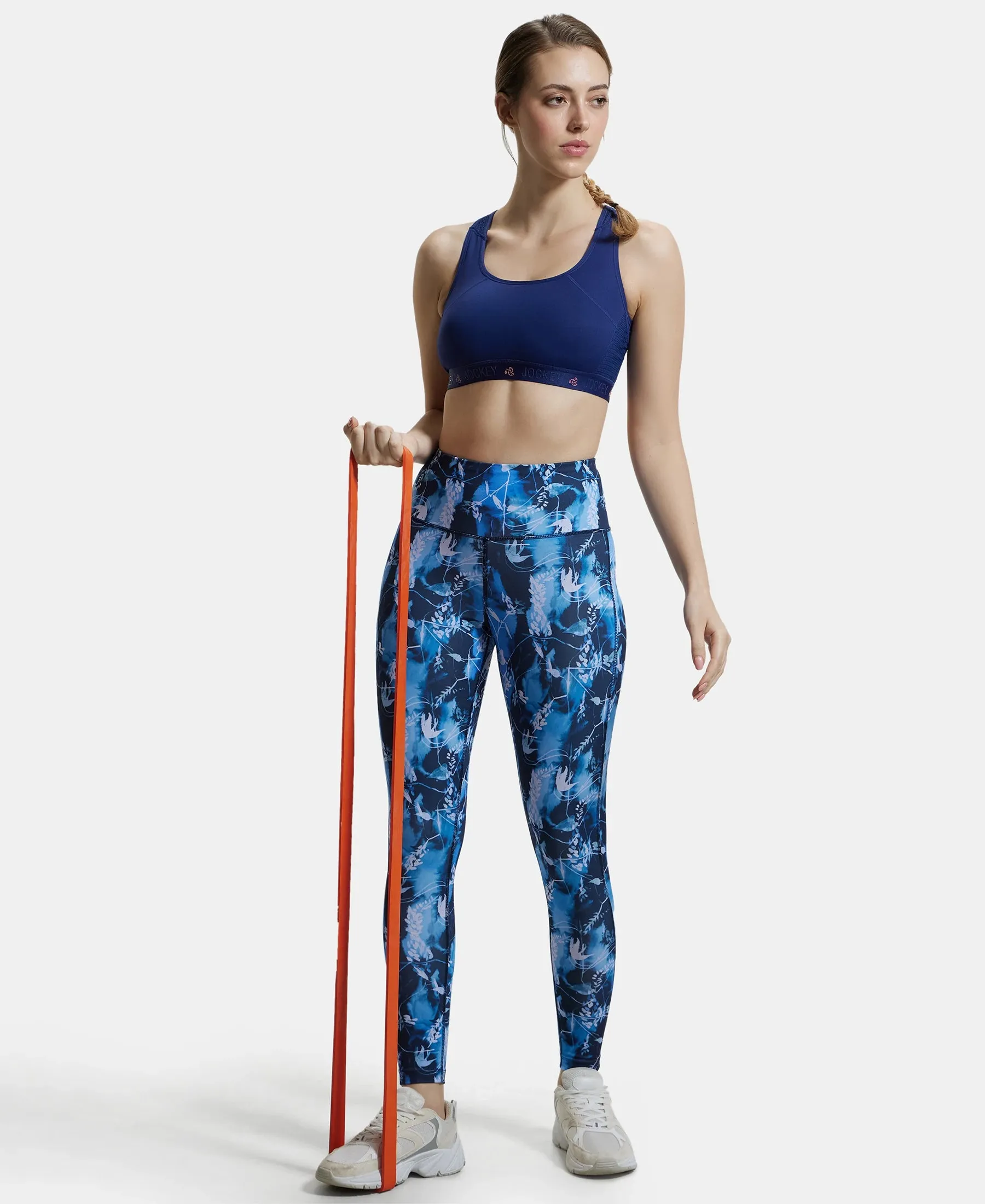 Microfiber Elastane Stretch Performance 7/8th Leggings with Broadwaistband & Back Pocket - Sky Captain Printed