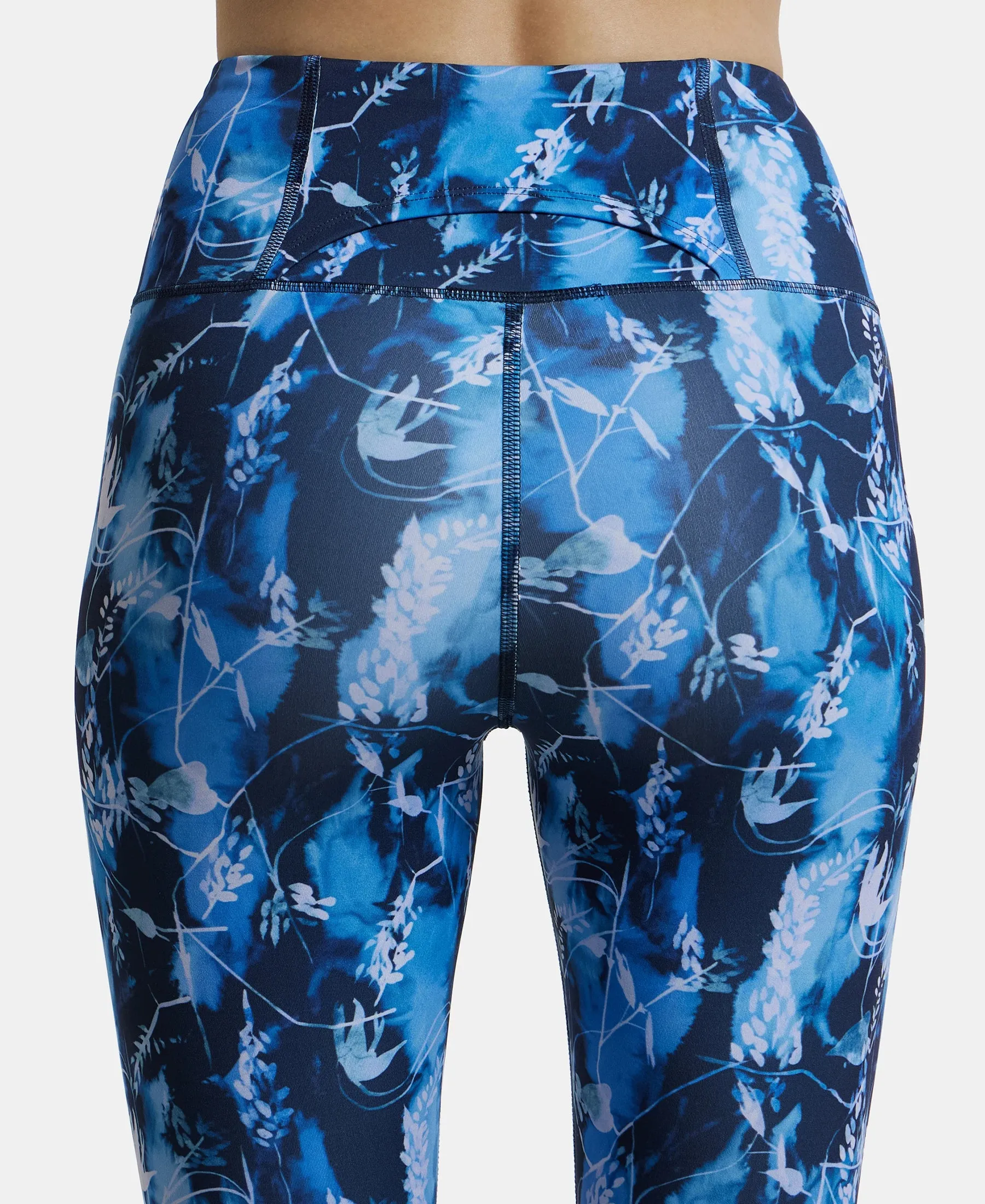 Microfiber Elastane Stretch Performance 7/8th Leggings with Broadwaistband & Back Pocket - Sky Captain Printed