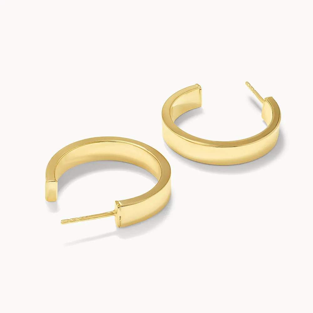 Midi Flat Hoop Earrings in  Gold