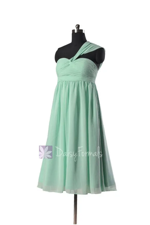 Mint Empire Knee Length Chiffon Bridesmaid Dress Mint Maternity Bridal Party Dress(BM731EM)