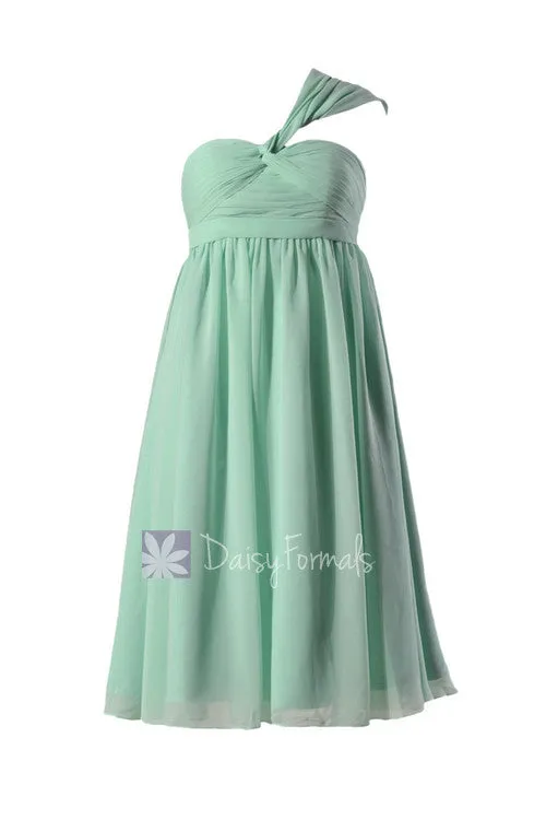 Mint Empire Knee Length Chiffon Bridesmaid Dress Mint Maternity Bridal Party Dress(BM731EM)