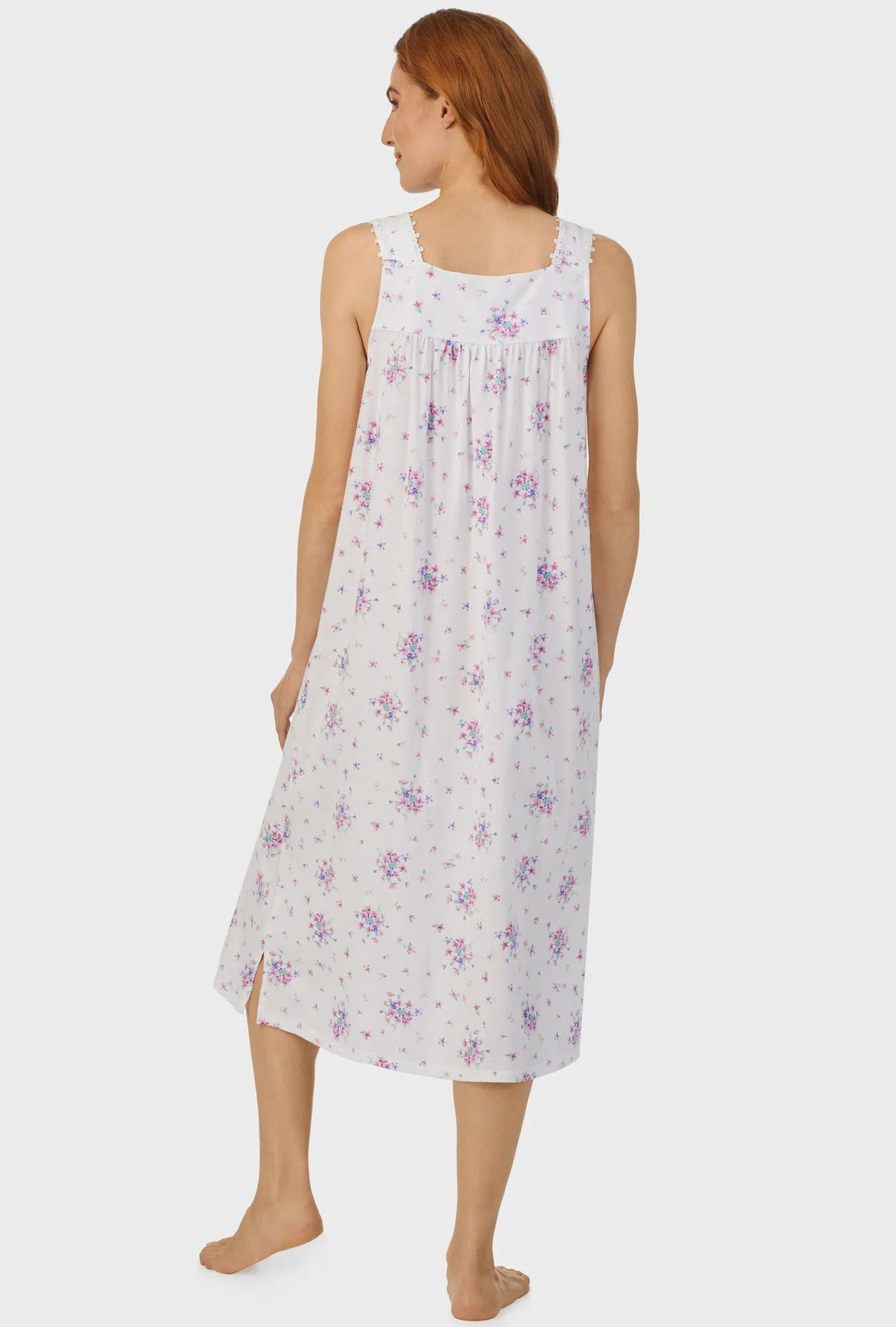 Mulberry Purple Floral Bouquet Sleeveless Ballet Gown