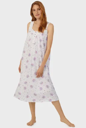 Mulberry Purple Floral Bouquet Sleeveless Ballet Gown