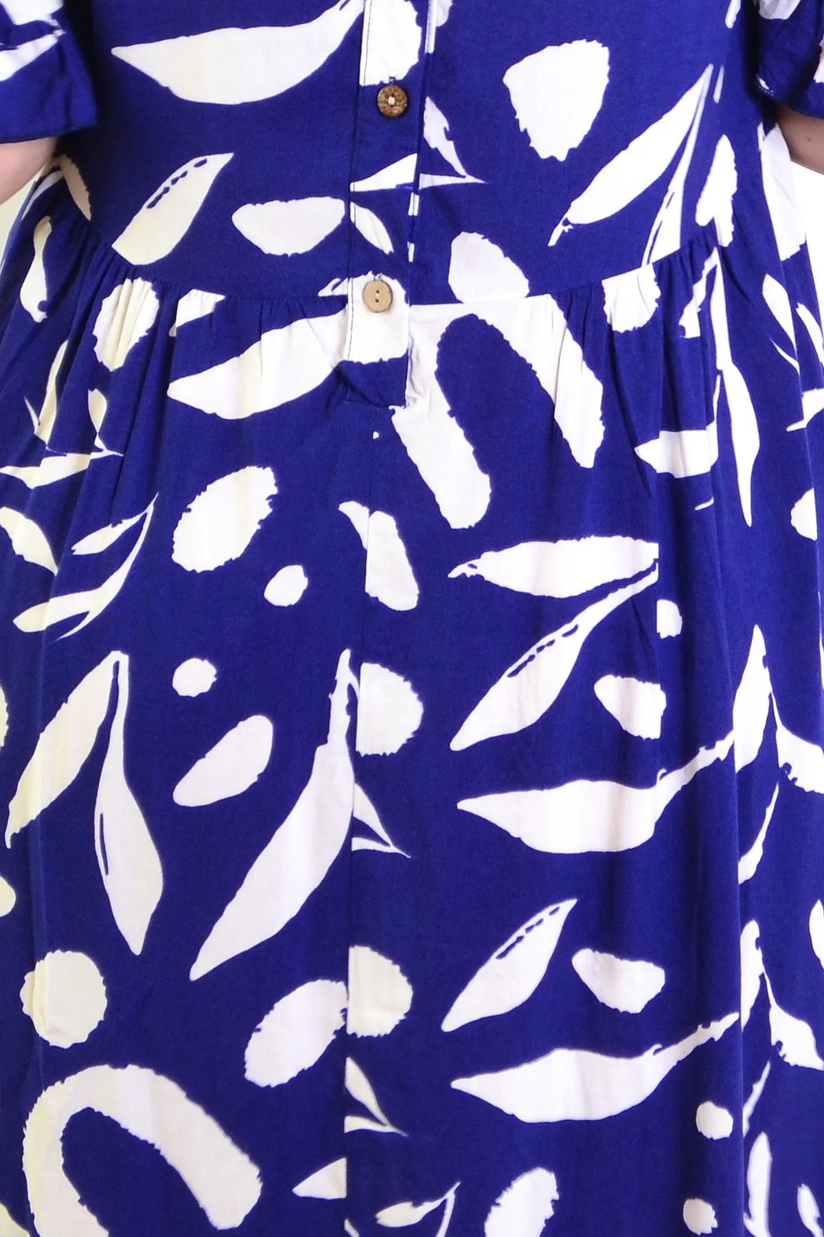 Navy White Spots Print Summer Dress