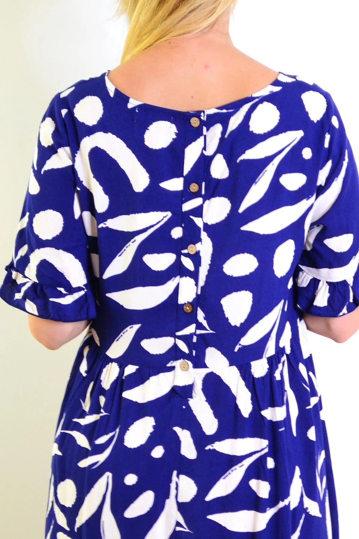 Navy White Spots Print Summer Dress