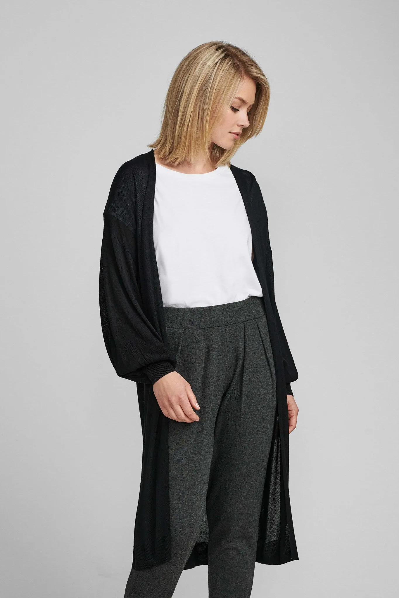 NUBIA LONG CARDIGAN - NOOS - Caviar