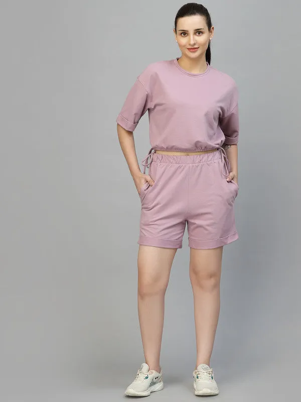 Odour Free Shorts With Round Neck T-shirt Co Ord Set For Women