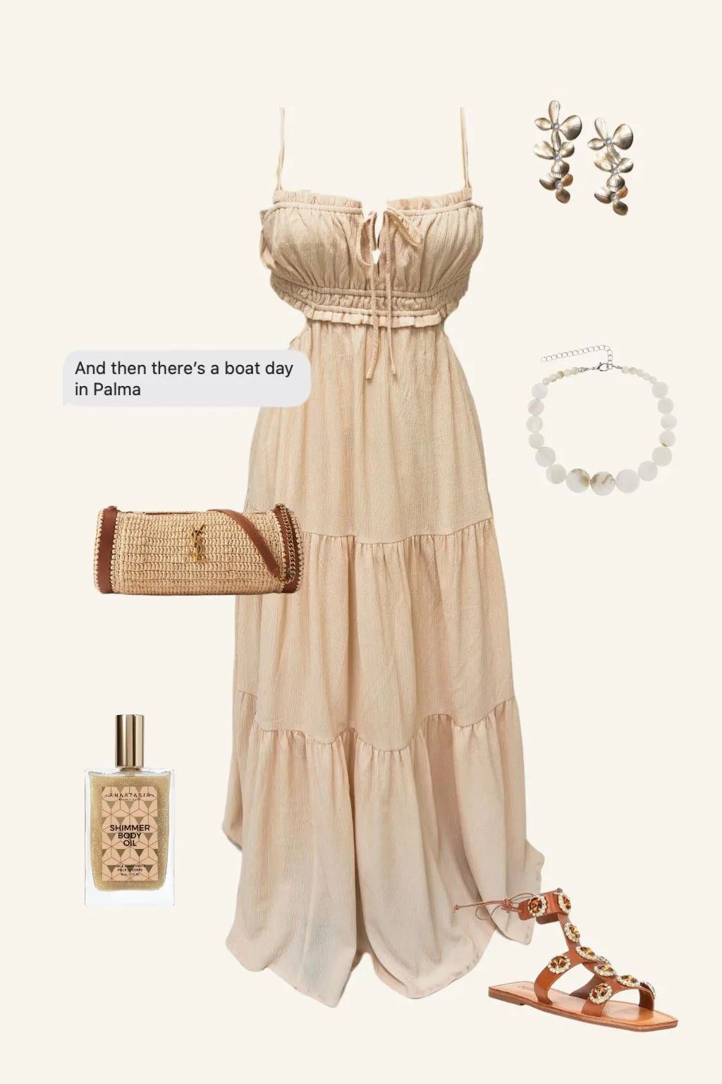 Paola Beige Boho Maxi Dress