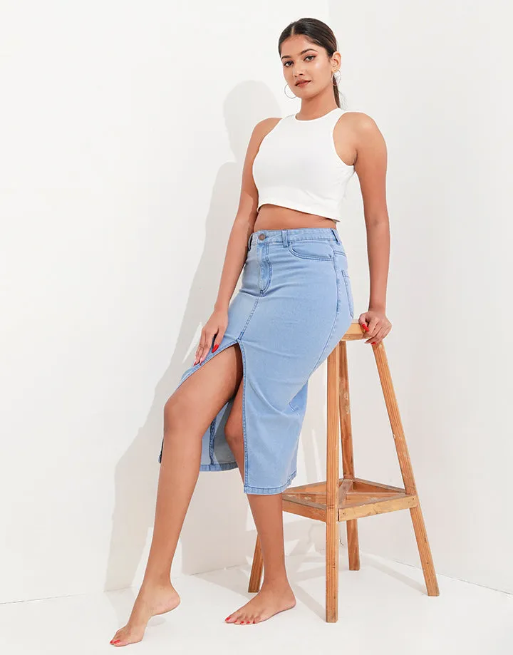 Pencil Midi Skirt with Split Hem