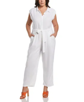 Plus Size Linen Blend Jumpsuit