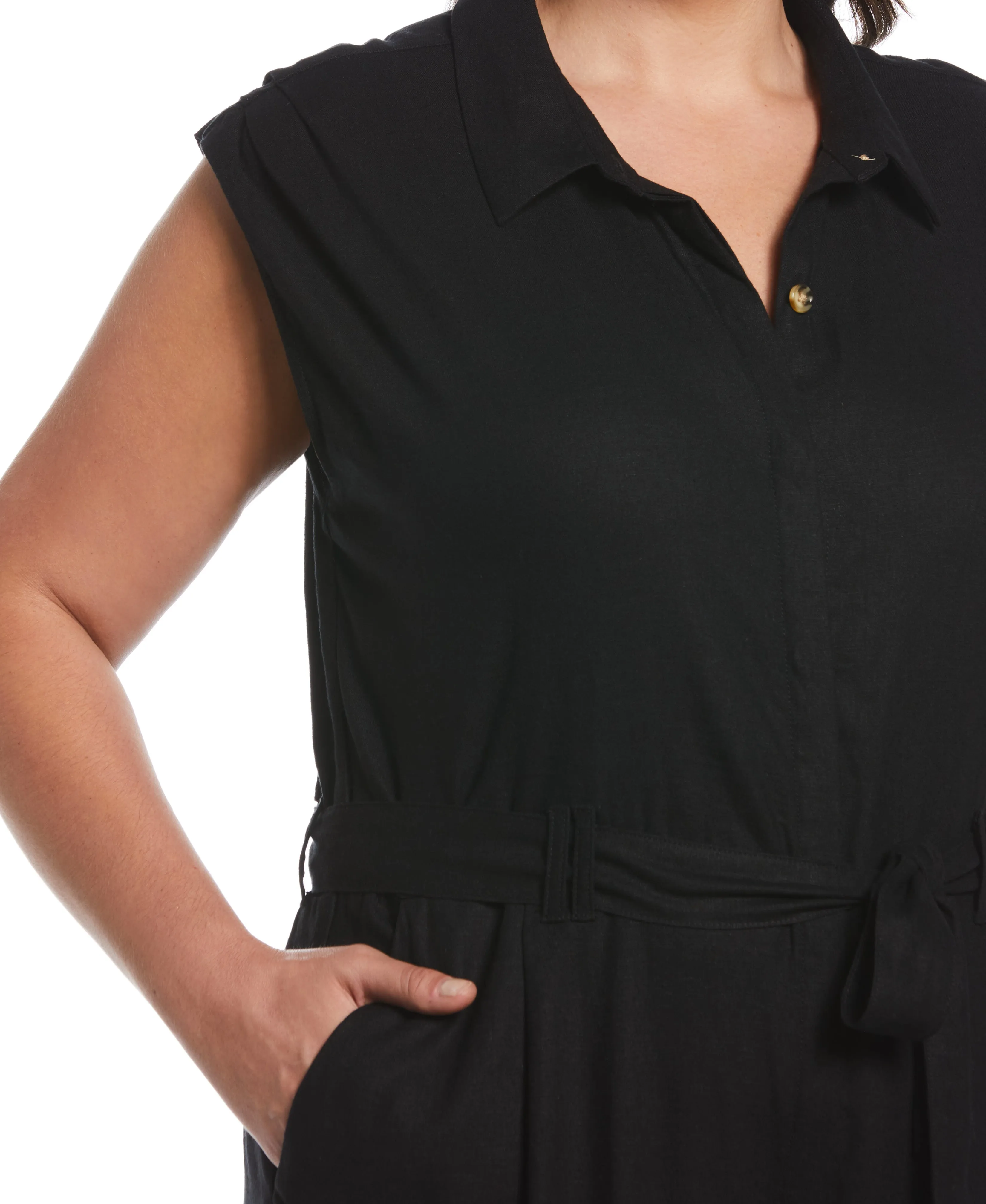 Plus Size Linen Blend Jumpsuit