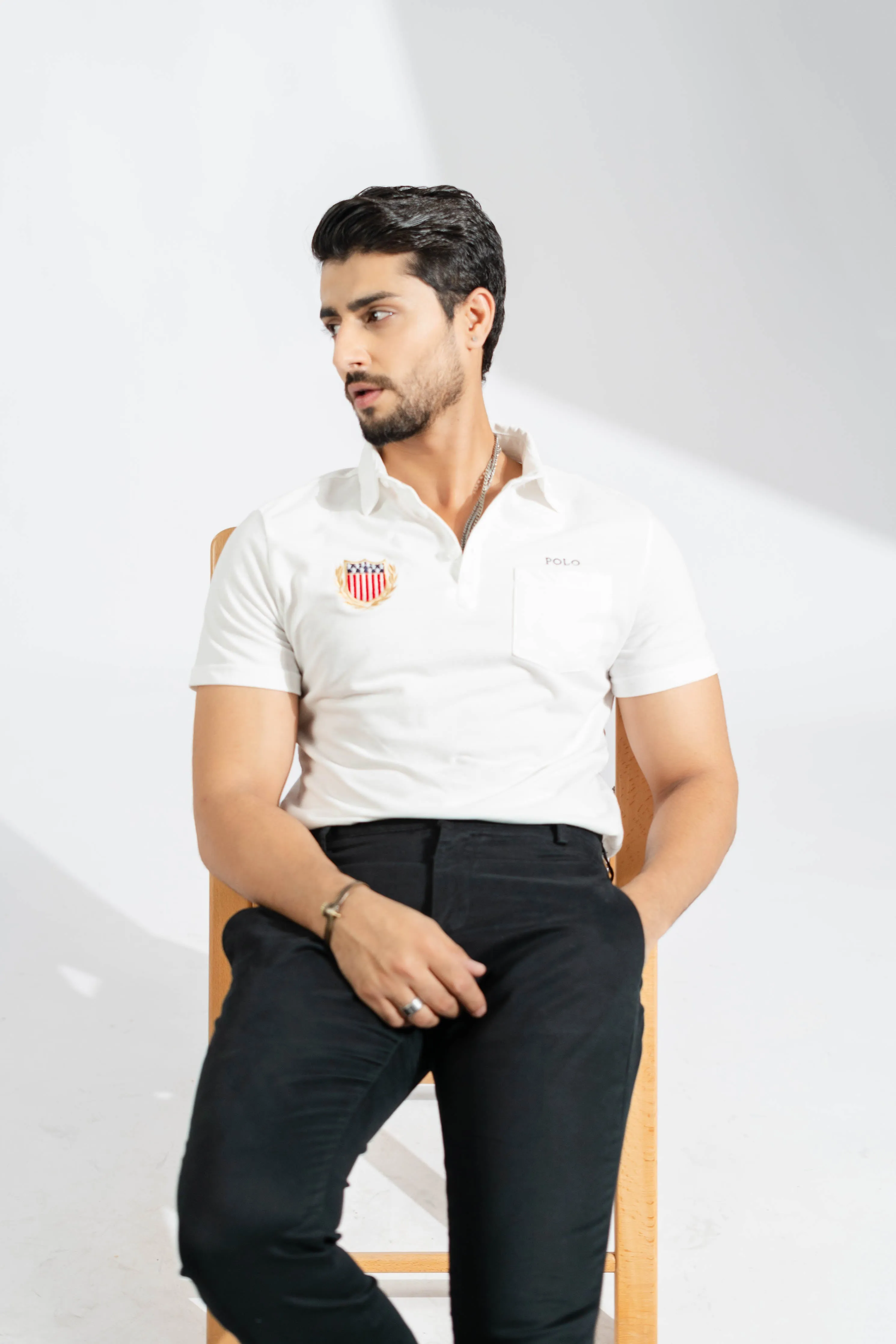 Polo Republica Men's US Crest & Polo Embroidered Pocket Polo Shirt