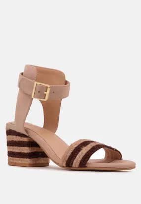 RAYNA Brown Braided Jute Strap and Suede Sandal