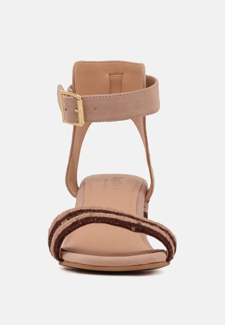 RAYNA Brown Braided Jute Strap and Suede Sandal