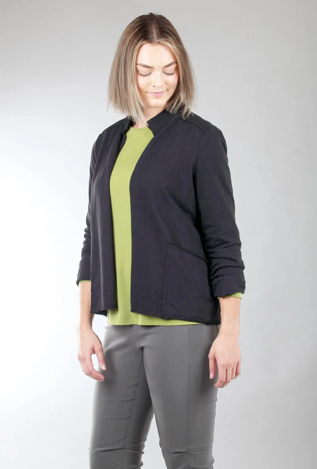 Relaxed Fit Raw Edge Jacket, Black