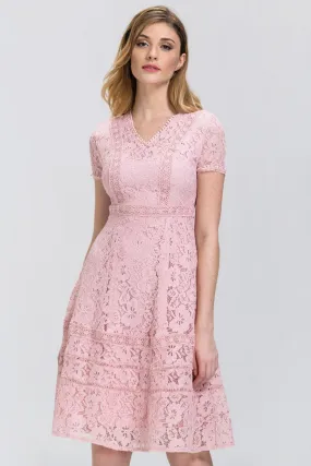 Rose Pink Lace Midi Dress