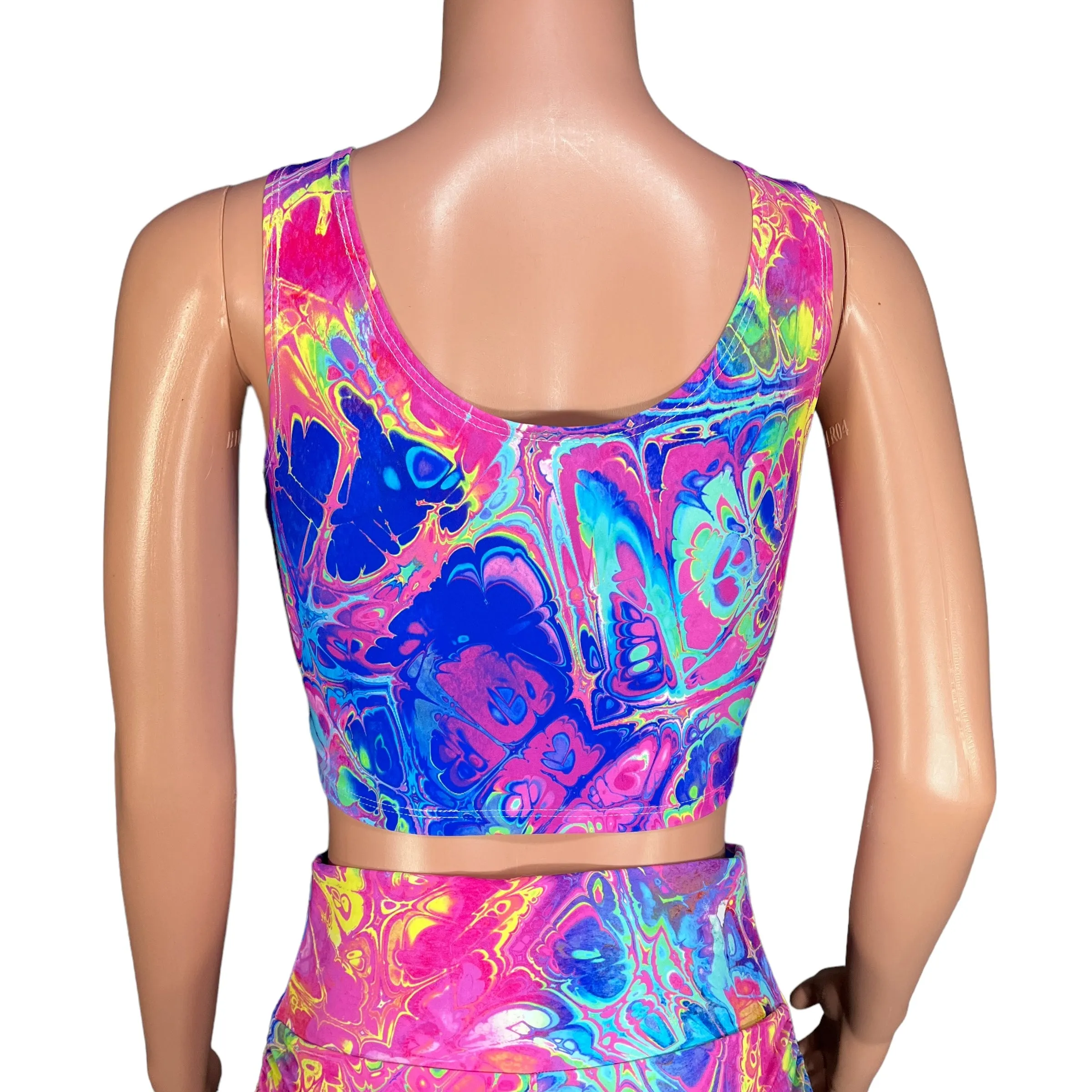 Ruched Crop Tank Top - Rainbow Vapor