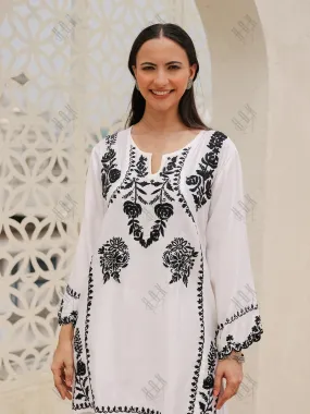 Saba Chikankari Short kurta in Modal Silk - White