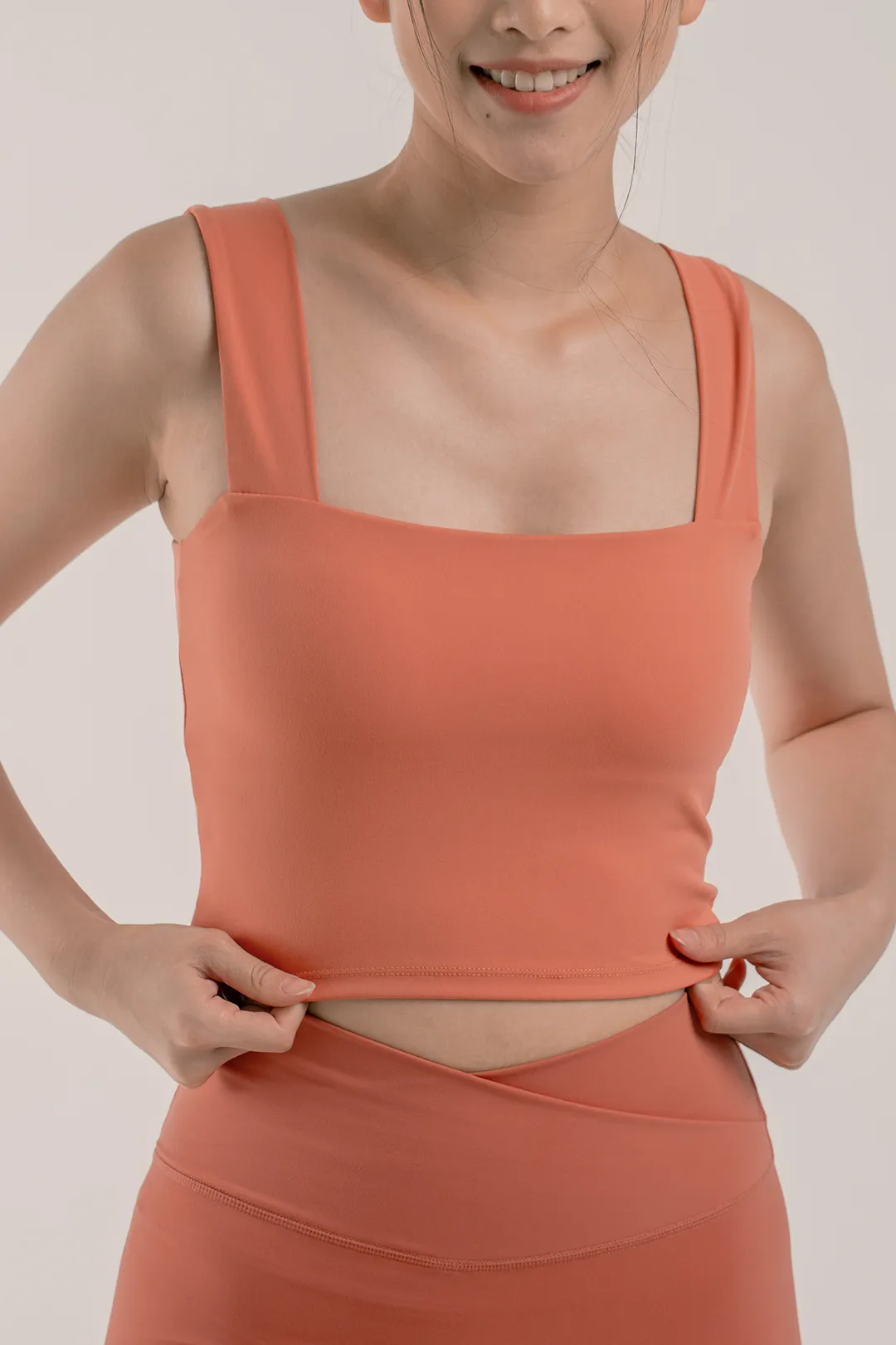 Square Neck Longline Bra in Grapefruit [XS only]