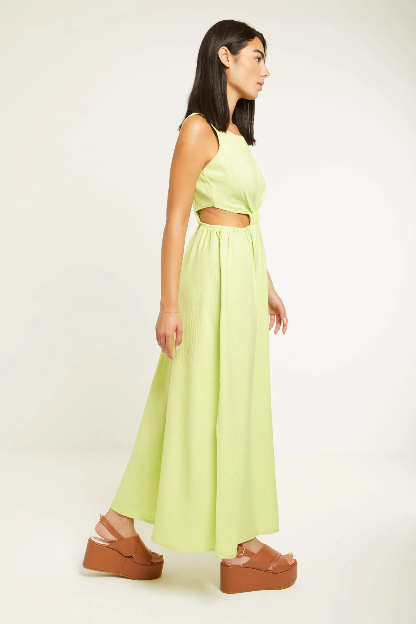 STEP OUT MAXI DRESS - LIME GREEN