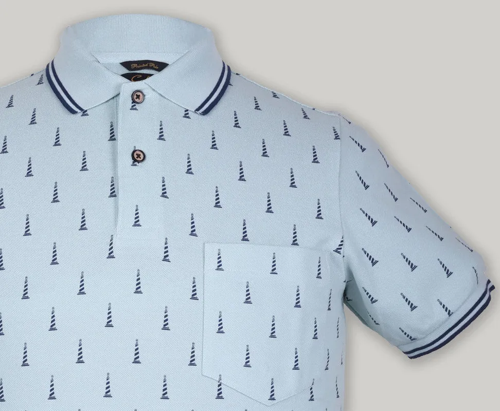 Tower Print Pique Polo