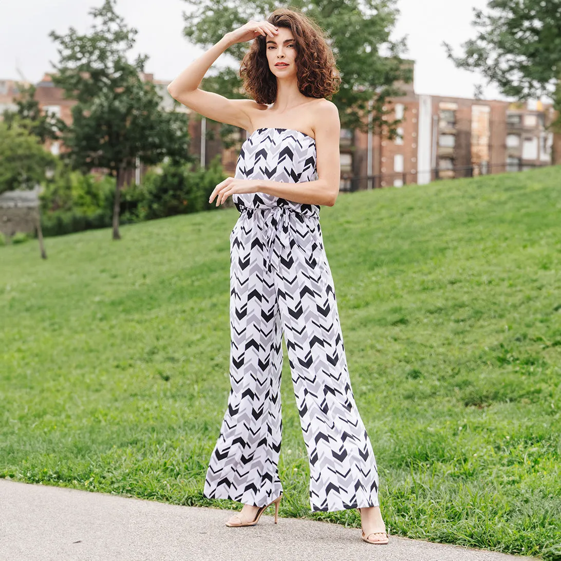 Tube Top Pocket Jumpsuit - Chevron Stripe - Final Sale!