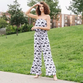 Tube Top Pocket Jumpsuit - Chevron Stripe - Final Sale!