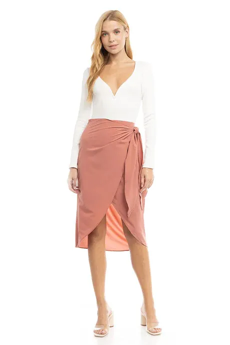 WAIST WRAP MIDI SKIRT