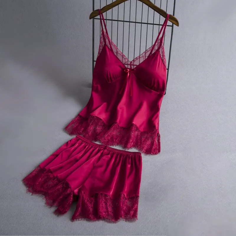 Women's Lace Camisole And Pajamas Shorts Set