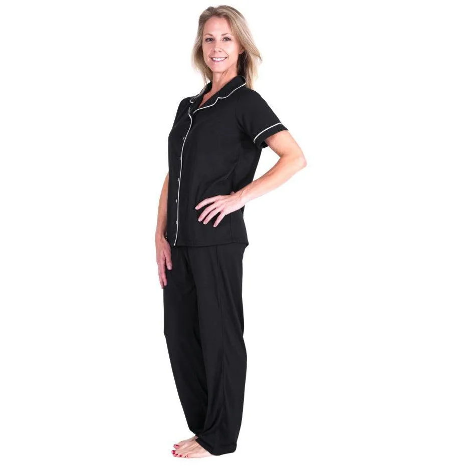 Women's Moisture Wicking Short Sleeve Button Front Pajama Set