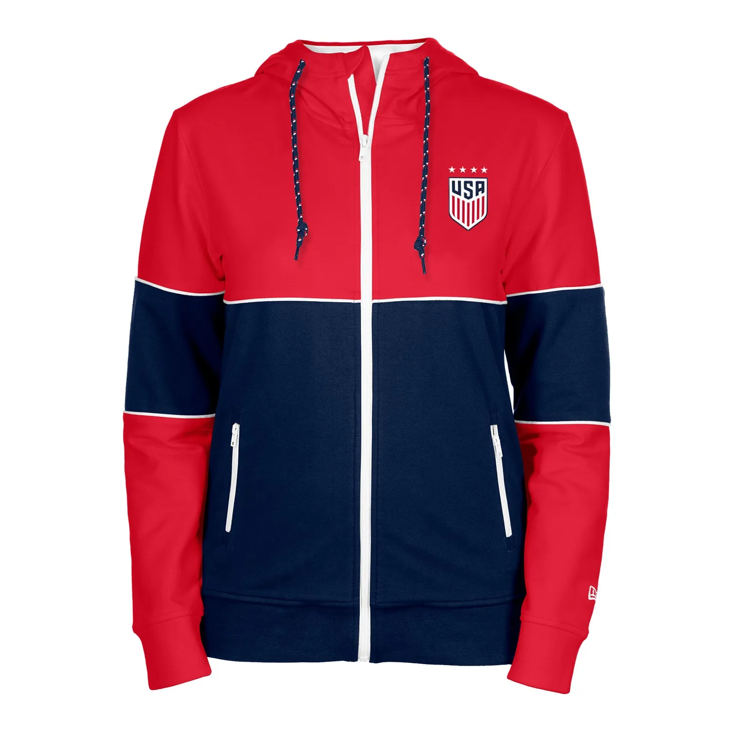 Women's New Era USWNT Full Zip Blocked Red Hoodie