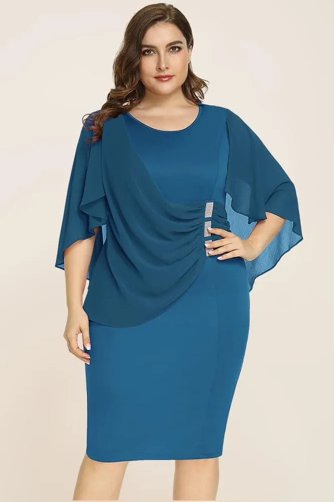 Women's Plus Size Chiffon Overlay Dress