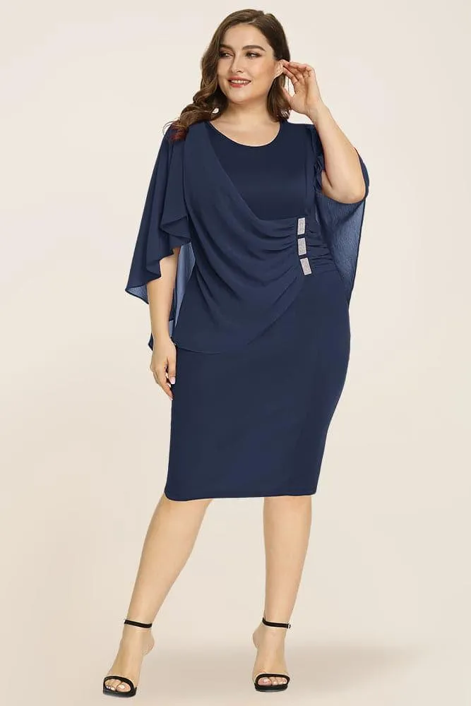 Women's Plus Size Chiffon Overlay Dress